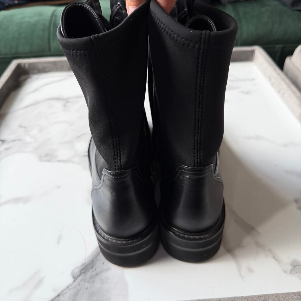 Stuart Weitzman Ande Lift Bootie Black Leather Combat Boots Size 9.5 - Picture 9 of 12
